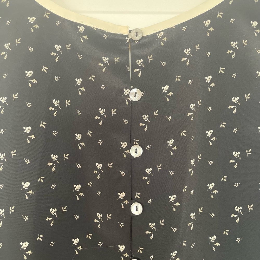 Vintage 90s GAP Black and Cream Floral Sleeveless Dress, size small - Picture 4 of 6
